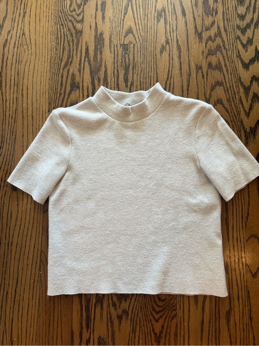 Short Sleeve Mock Neck Sweater in Cream